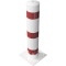 Barrier bollard | Steel tube  193 x 3.6 mm | stationary | for dowel fixing | hot-dip galvanized and white coatedwith three red reflecting stripes | total length: 1000 mm | with steel cap for bolting
